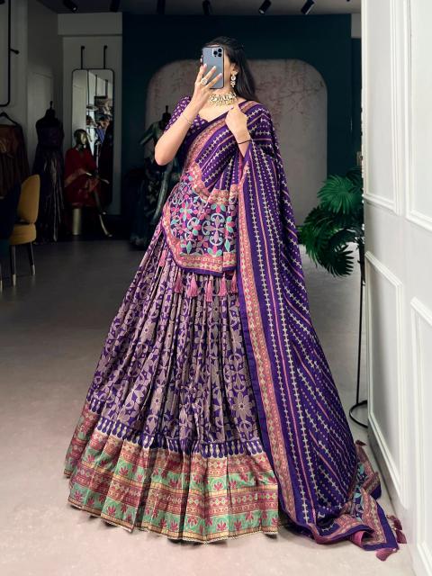 Artriddhs Dola silk D NO DEGITAL 24 Purple Designer lehenga wholesalers in Gujarat